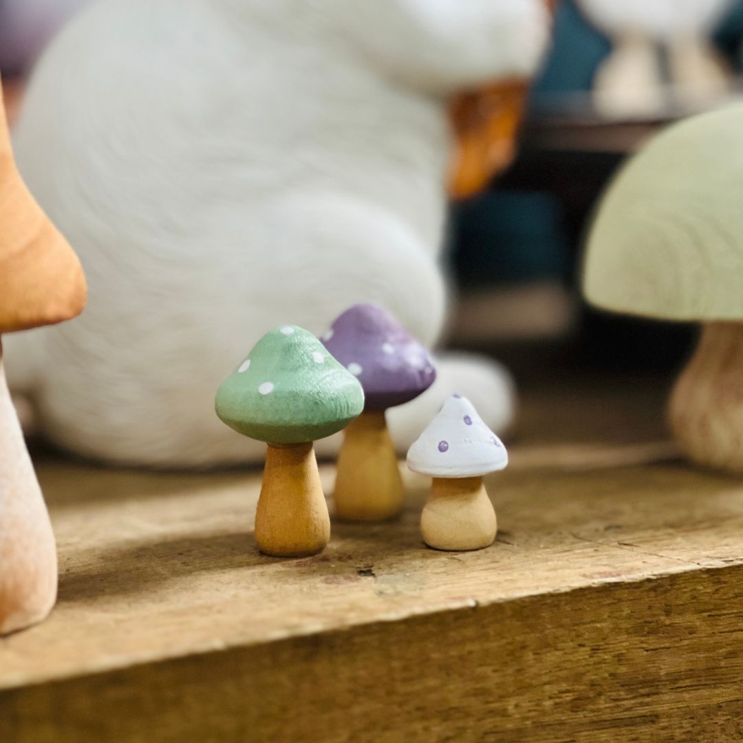 Jogo Com 6 Peças Cogumelos Decorativos - 3,5x5cm Cores Sortidas