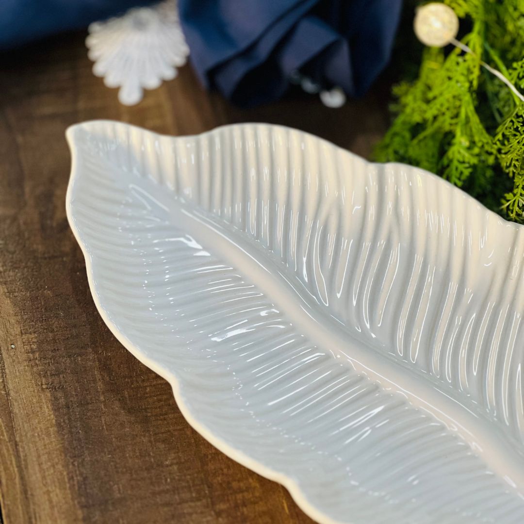 Travessa Média De Cerâmica Borboleta Azul - 32cm