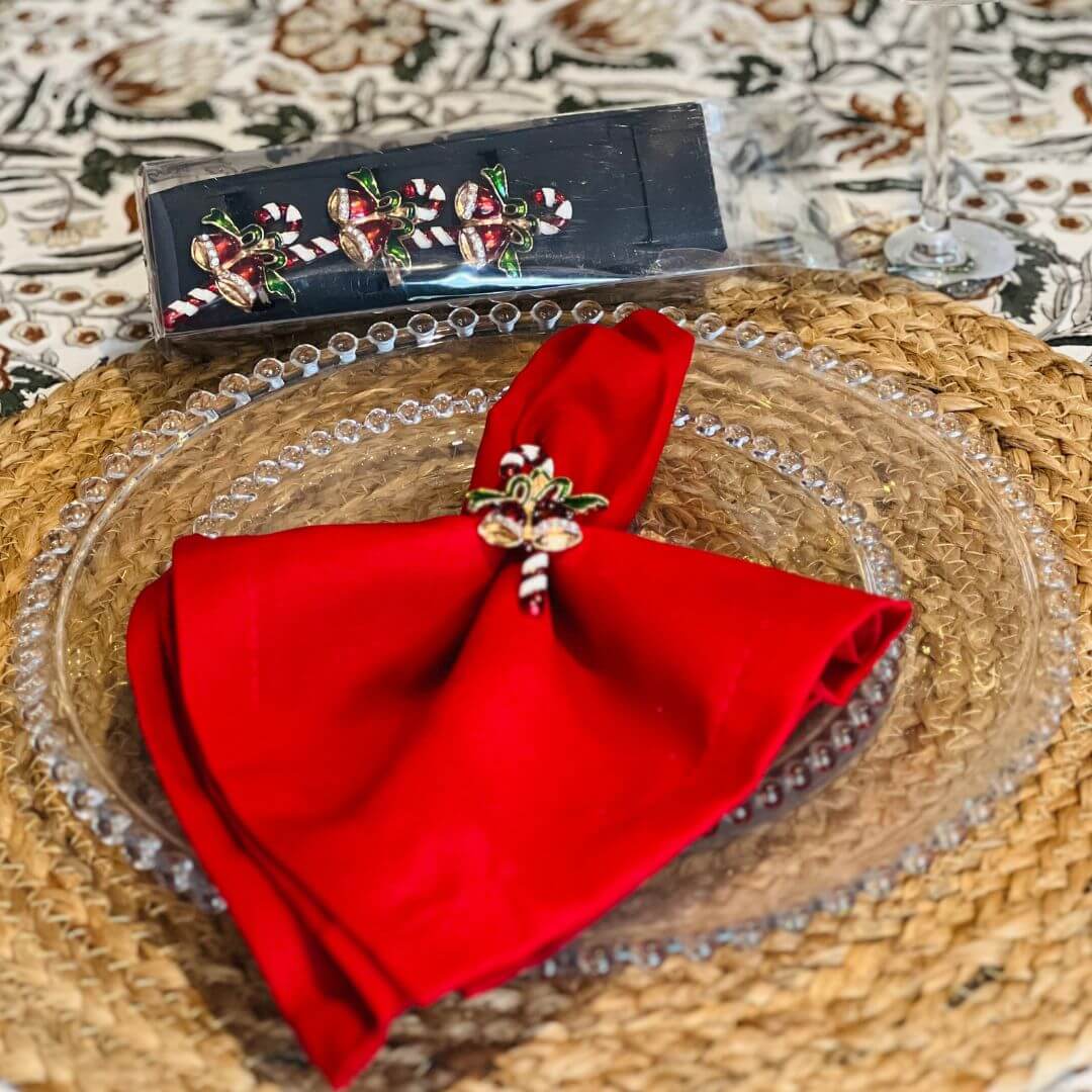 Porta Guardanapo Natal Pirulito em Metal | Kit com 4 Unidades