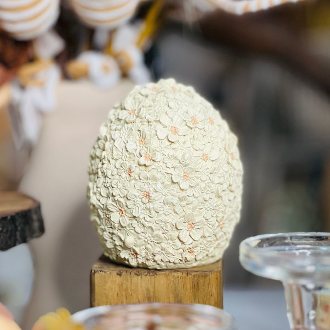 Ovo de Páscoa Com Flores - 11,5x11,5x12,8cm Amarelo