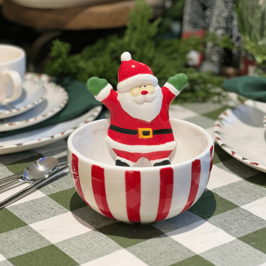 Bowl de Cerâmica Listrado Papai Noel 15cm
