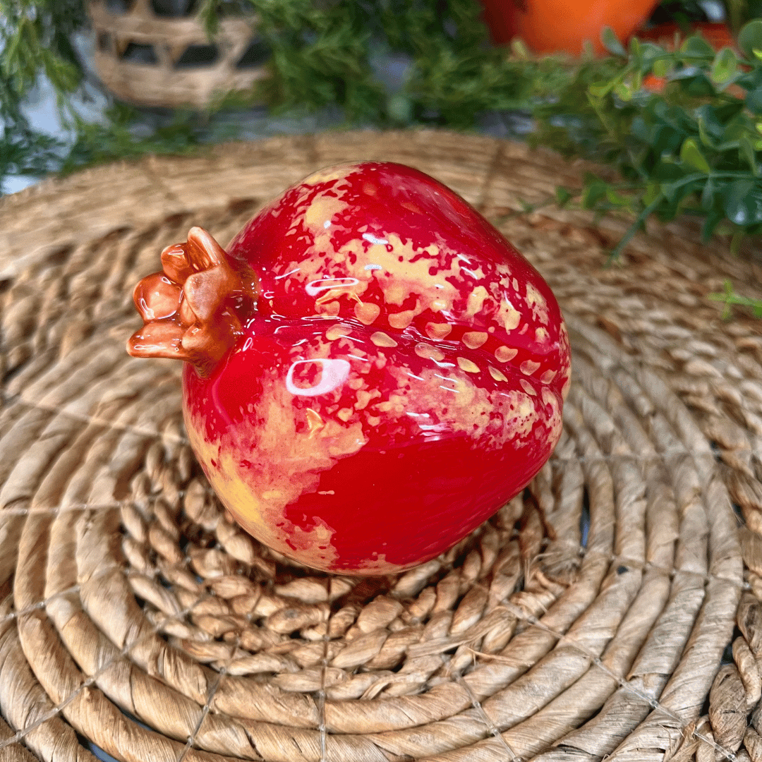 Enfeite Romã Tutti-frutti de Cerâmica 8x9,5cm