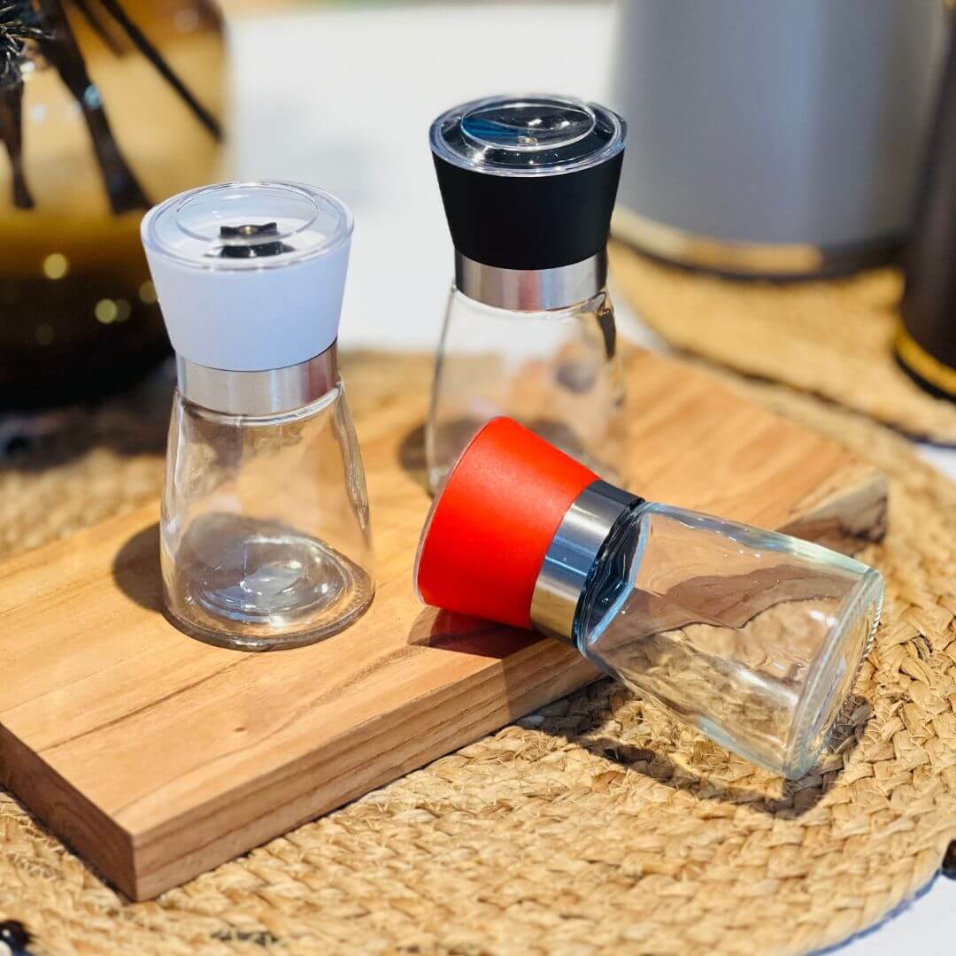 Moedor de Tempero Vidro Com Tampa Branca - 170ml