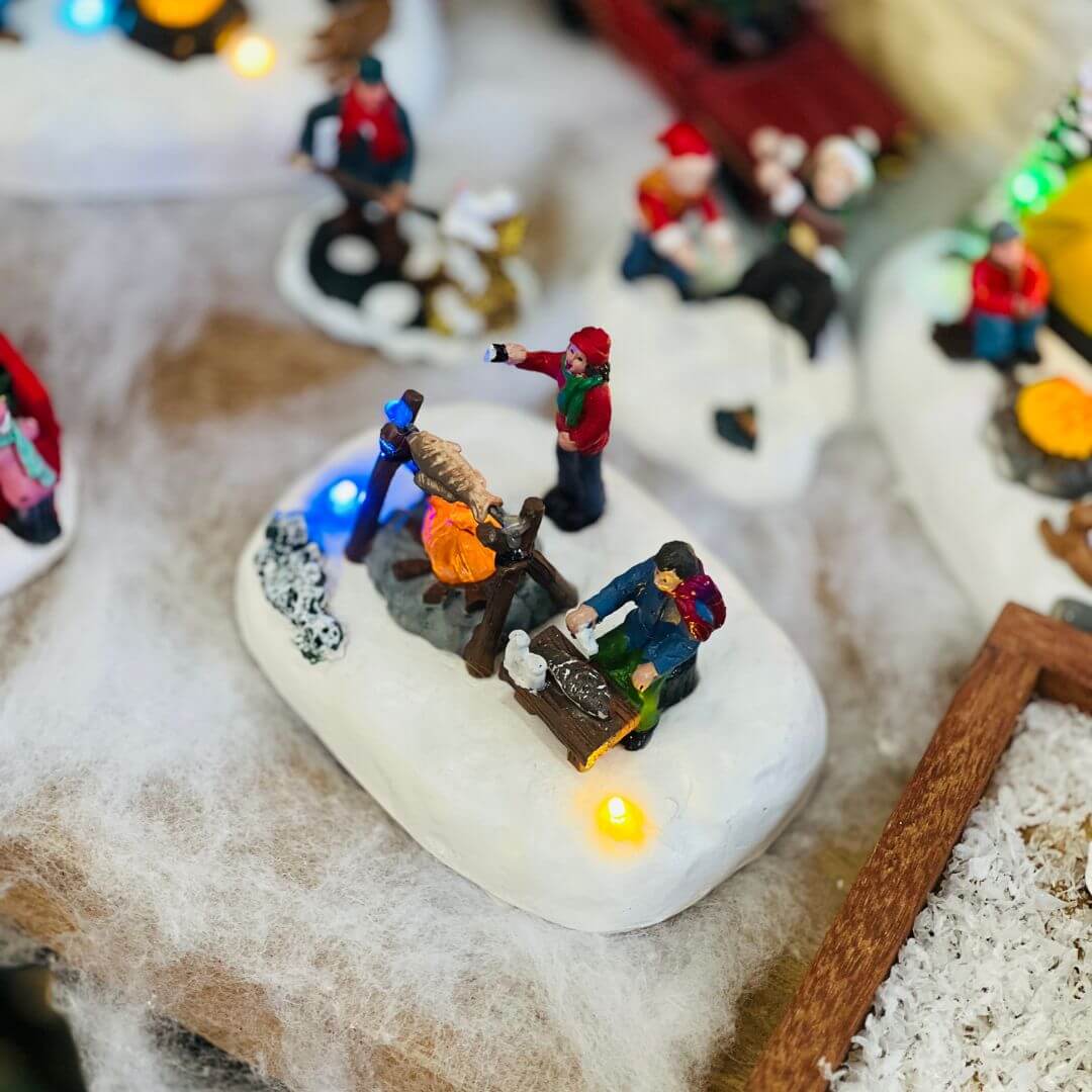 Cenario Natalino Fogueira e Peixes Com Led 8,1x13,2x9,2cm