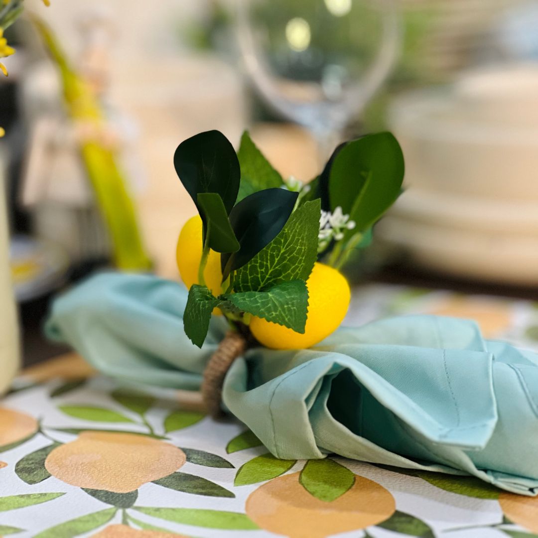 Conjunto 4 Aneis de Guardanapo Limão Siciliano - 12,5x5x6,5cm