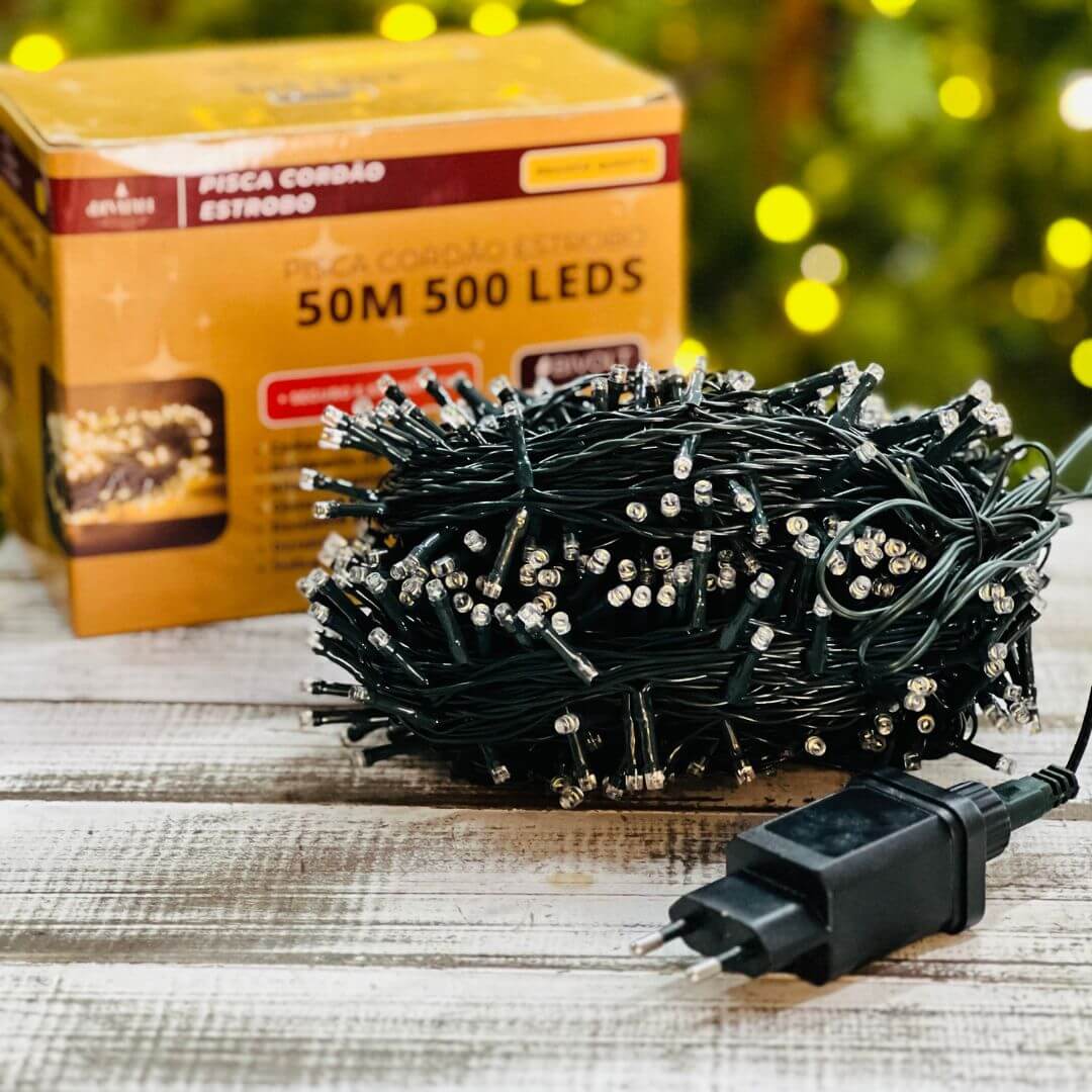 Pisca Led Fio Verde Bivolt - 50m - 500 Leds
