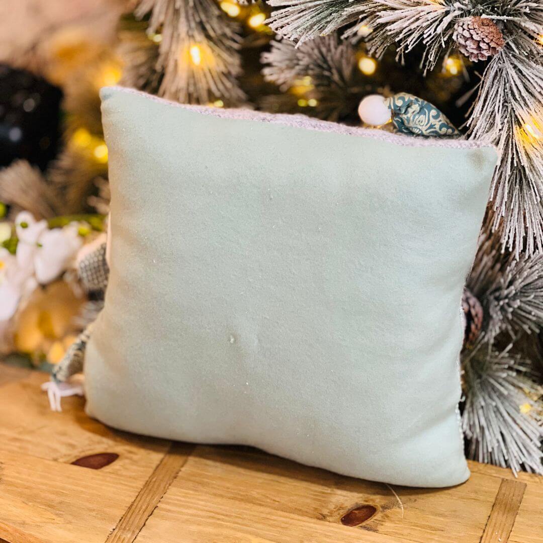 Almofada Natalina Noel e Boneco de Neve Azul 38cm