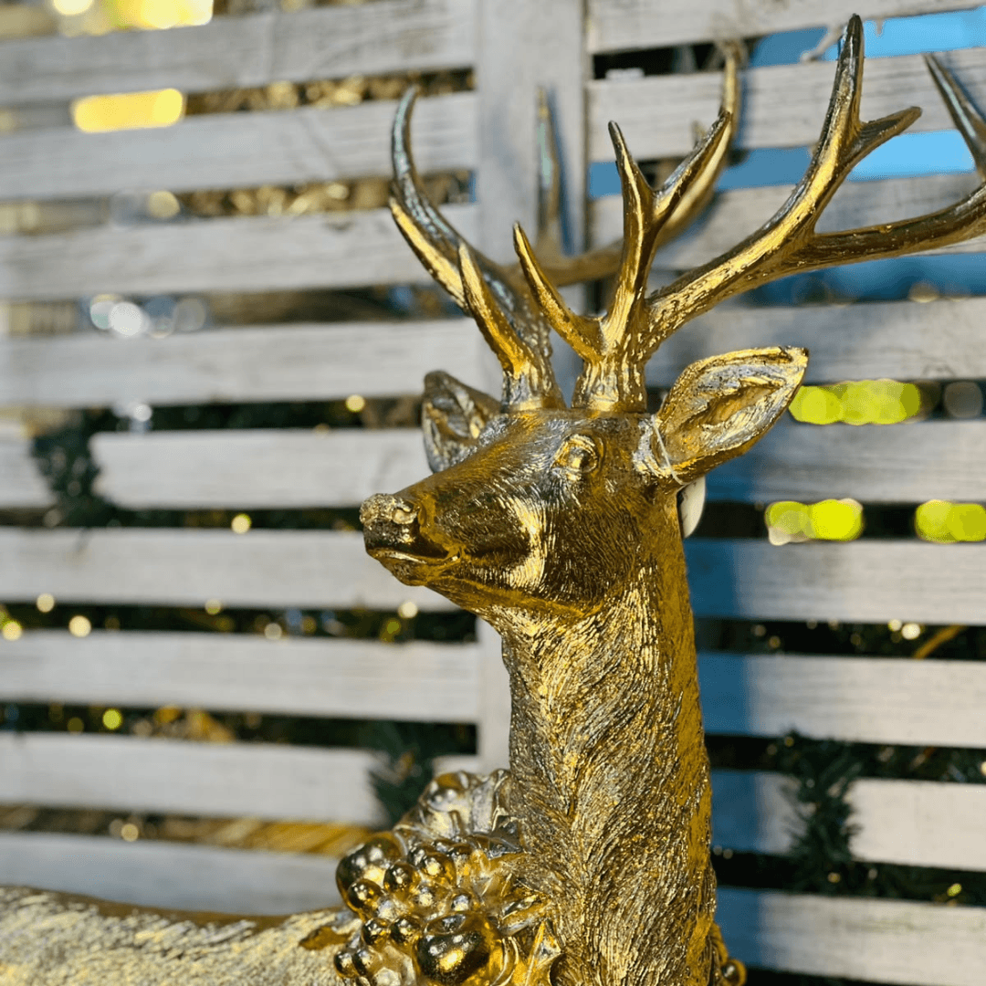 Rena Em Pé Metalizada Ouro - 74,5cmx38cmx72cm