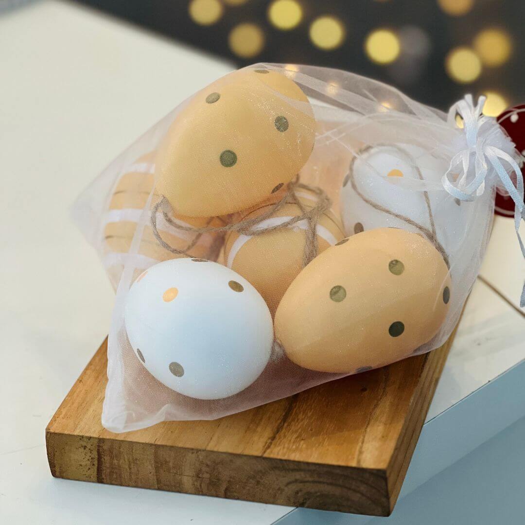 Jogo com 6 Mini Ovos Decorativos Sortidos – 8cm