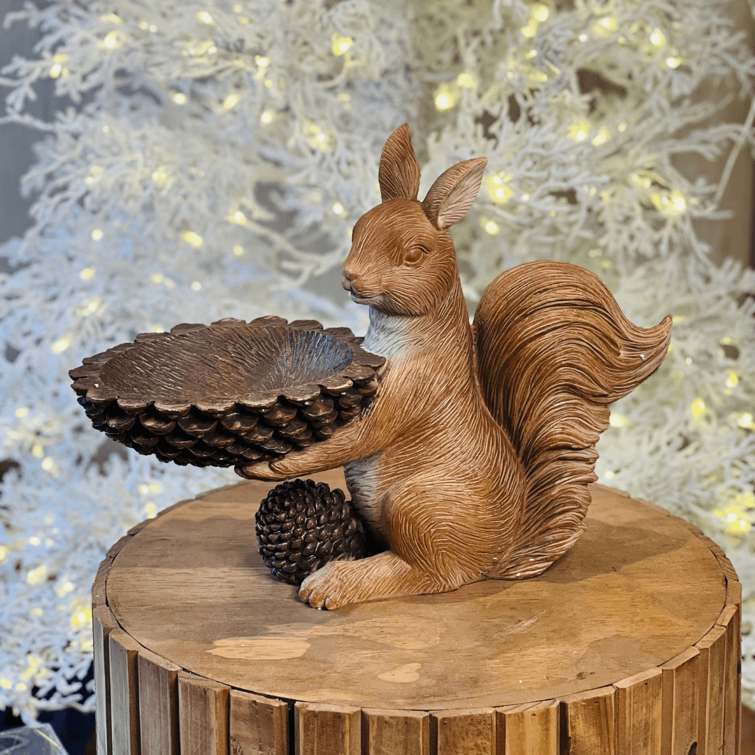 Esquilo Natal com Bandeja – 36cm