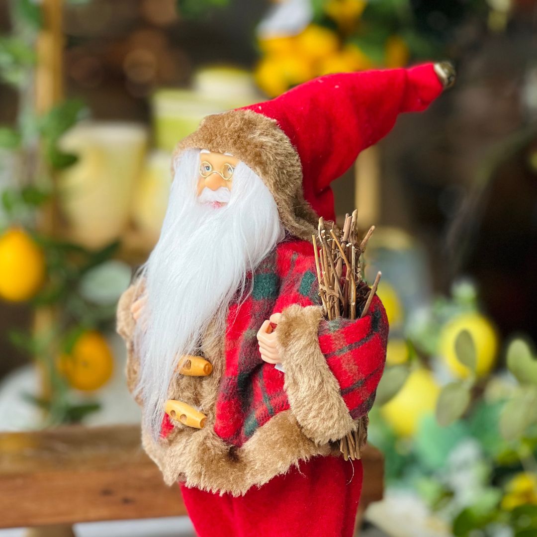 Papai Noel Vermelho Tradicional com Gravetos - 30cm