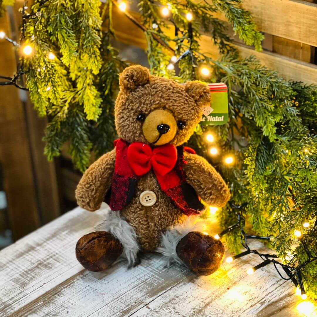Baby Urso Noel de Pelúcia Sentado – 17cm