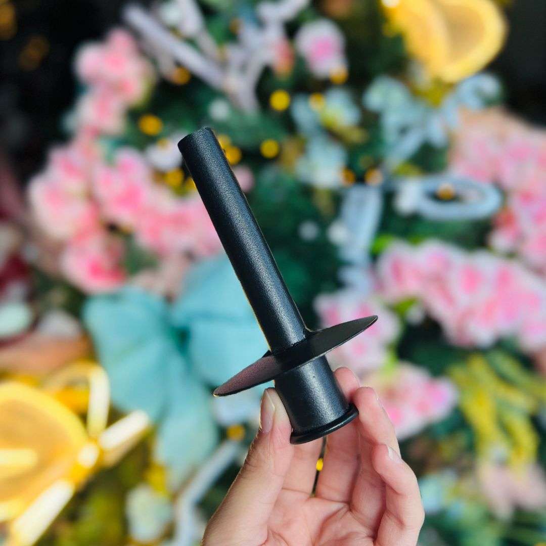 Porta Vela de Ferro Garrafa - 12cm Preto