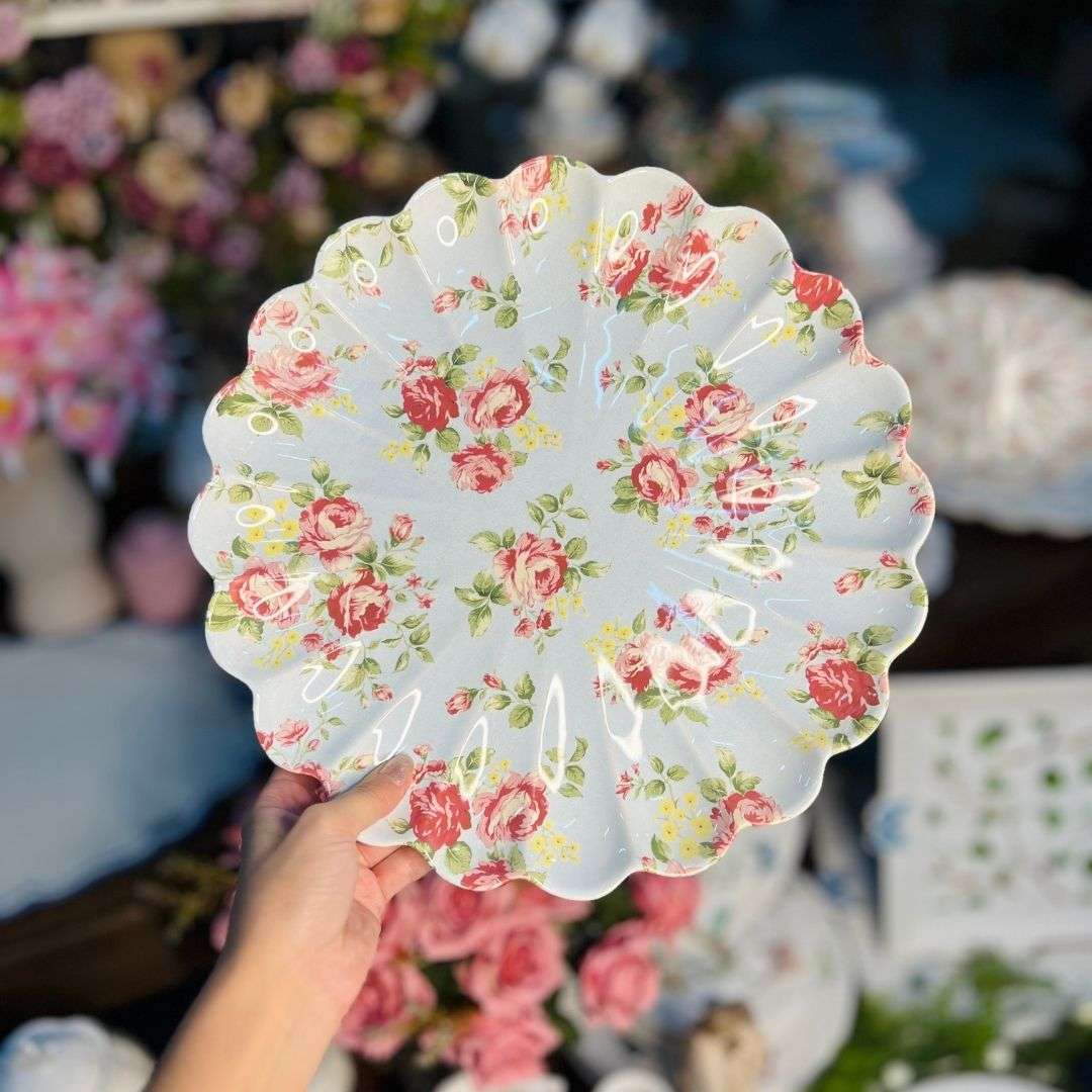 Sousplat Relevado Azul Com Rosas Vó Dulce -