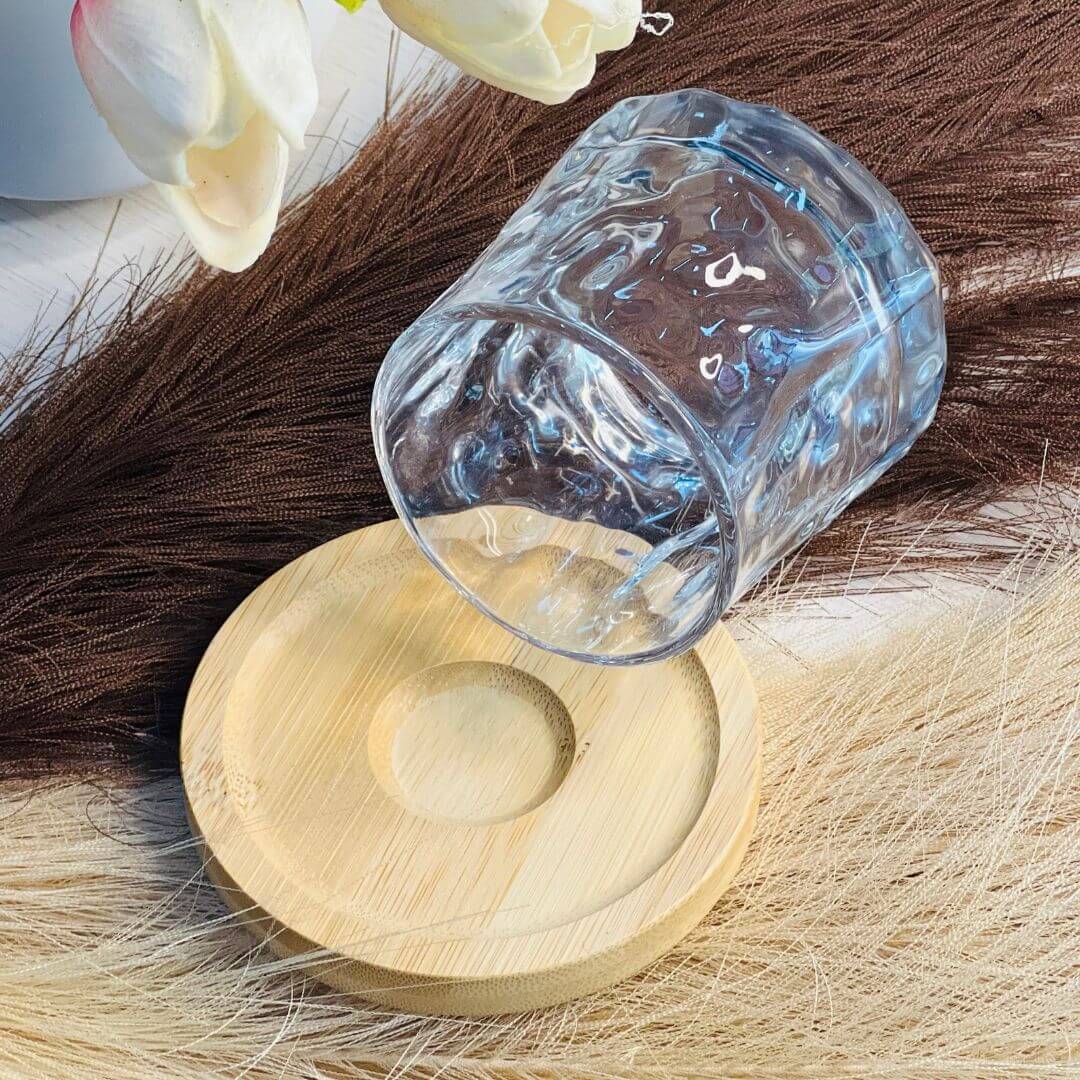 Copo Vidro Com Base Bambu Cru - 180ml