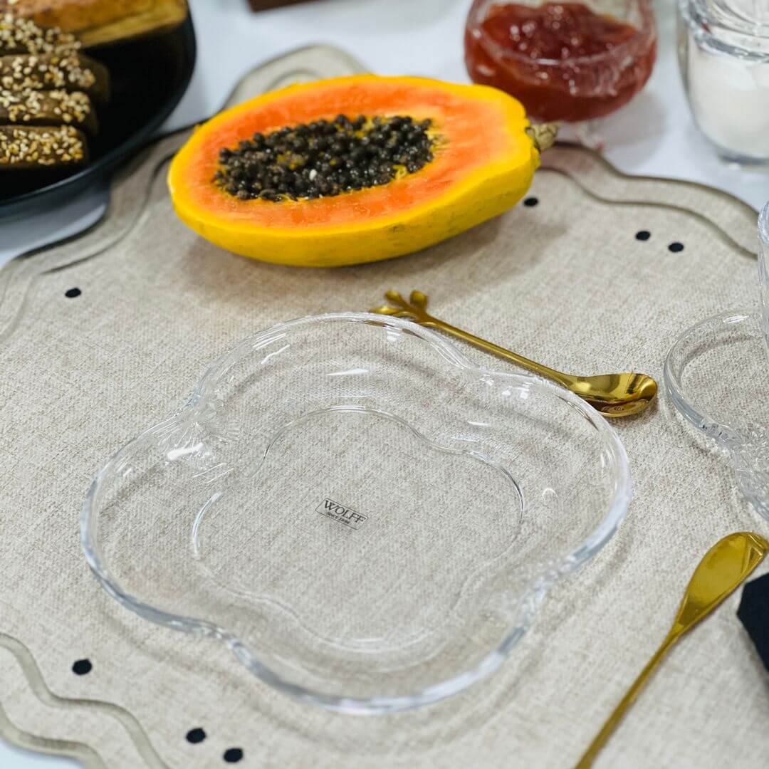 Conjunto 4 Pratos para Sobremesa de Vidro Butterfly - 17cm
