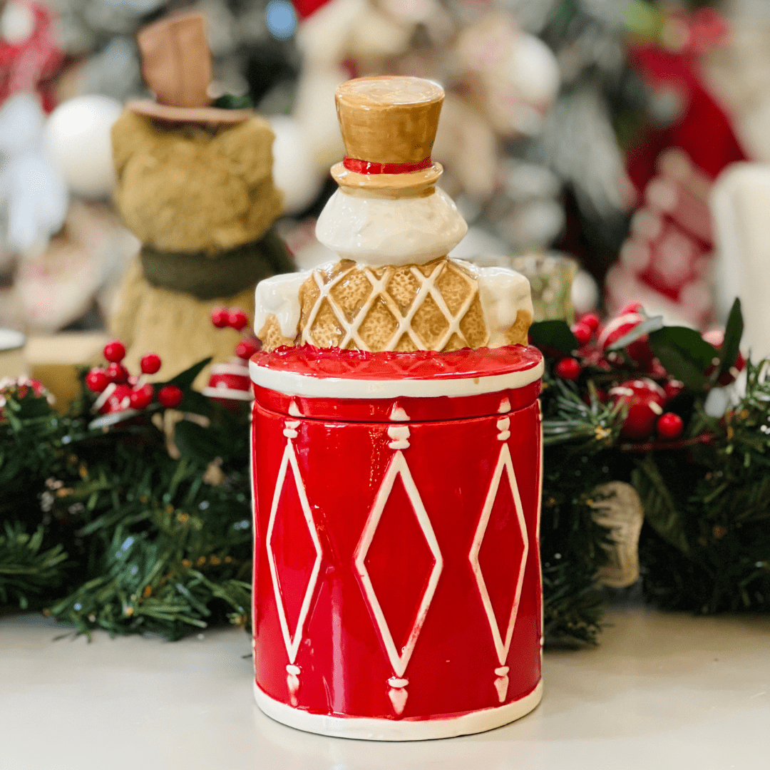 Pote Natalino Quebra Nozes Gingerbread de Cerâmica 28x13cm