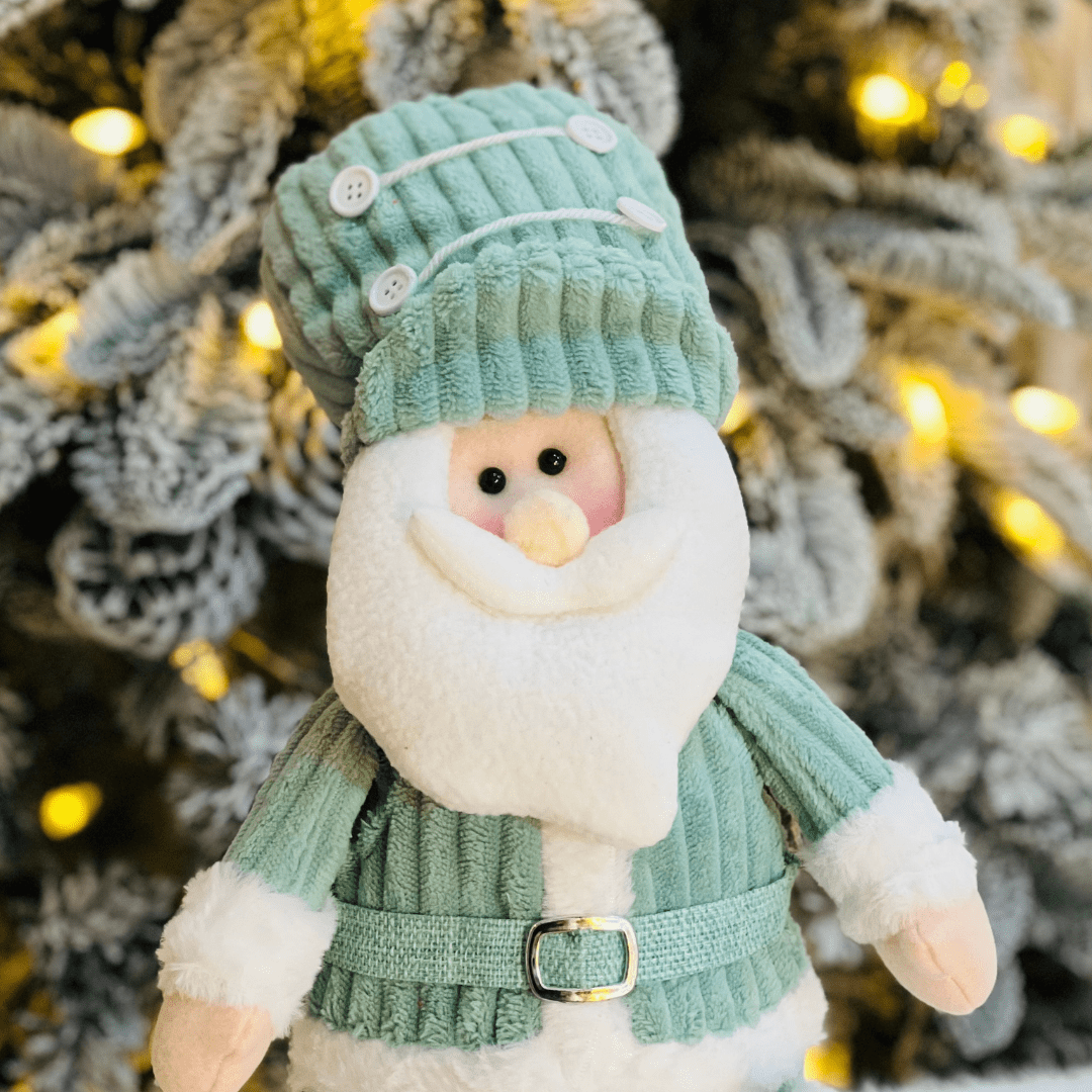 Papai Noel Soldado Verde e Rosa de Pelúcia 40x25cm