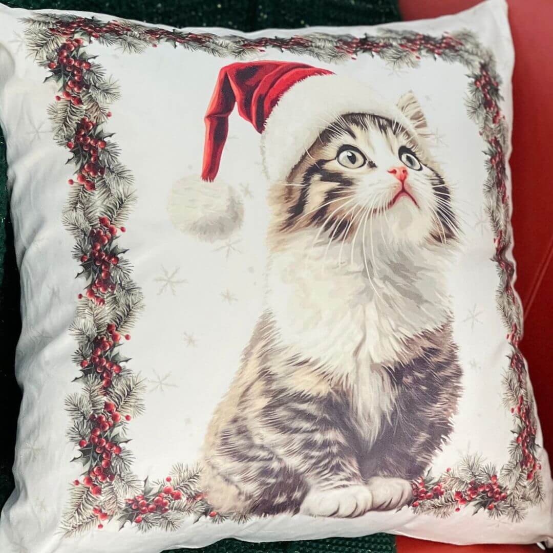 Capa de Almofada Luxor Natal Cats – 50x50cm