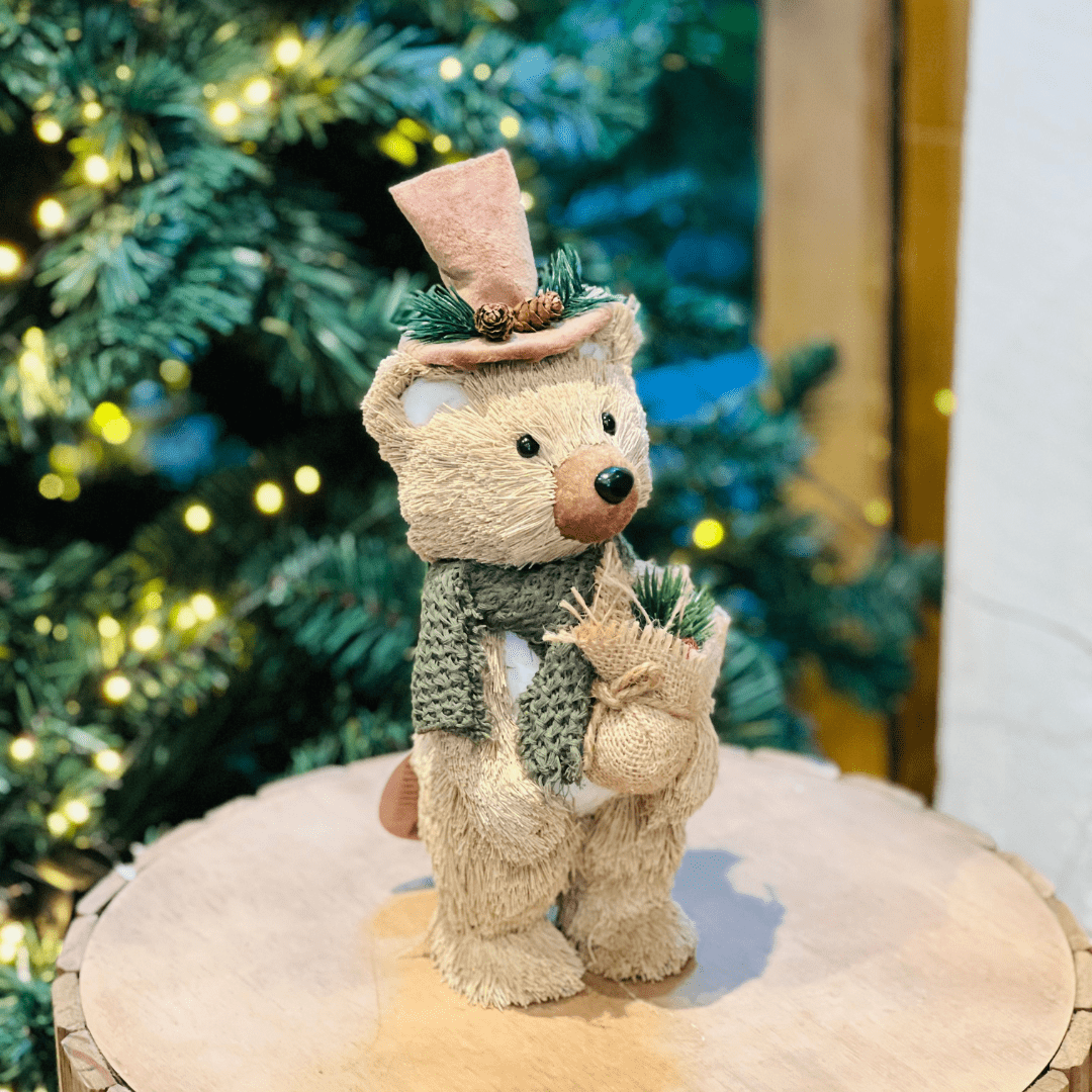 Urso Natalino Com Cartola 30x11cm