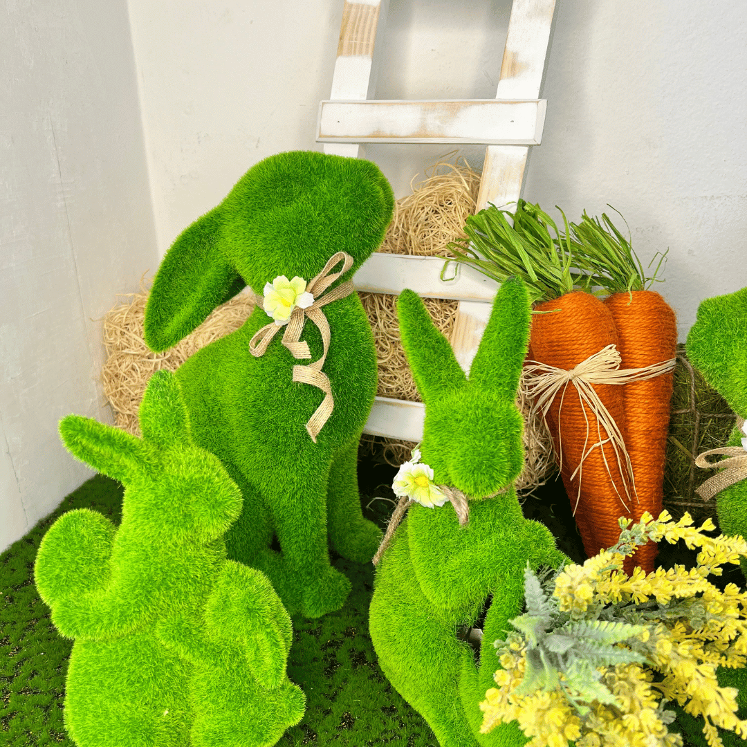 Coelho Musgo Verde De Resina 23cm