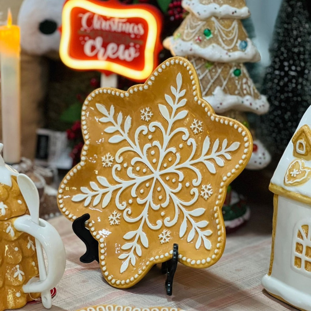 Travessa em Formato de Floco de Neve Ginger - 2,5x26x26cm
