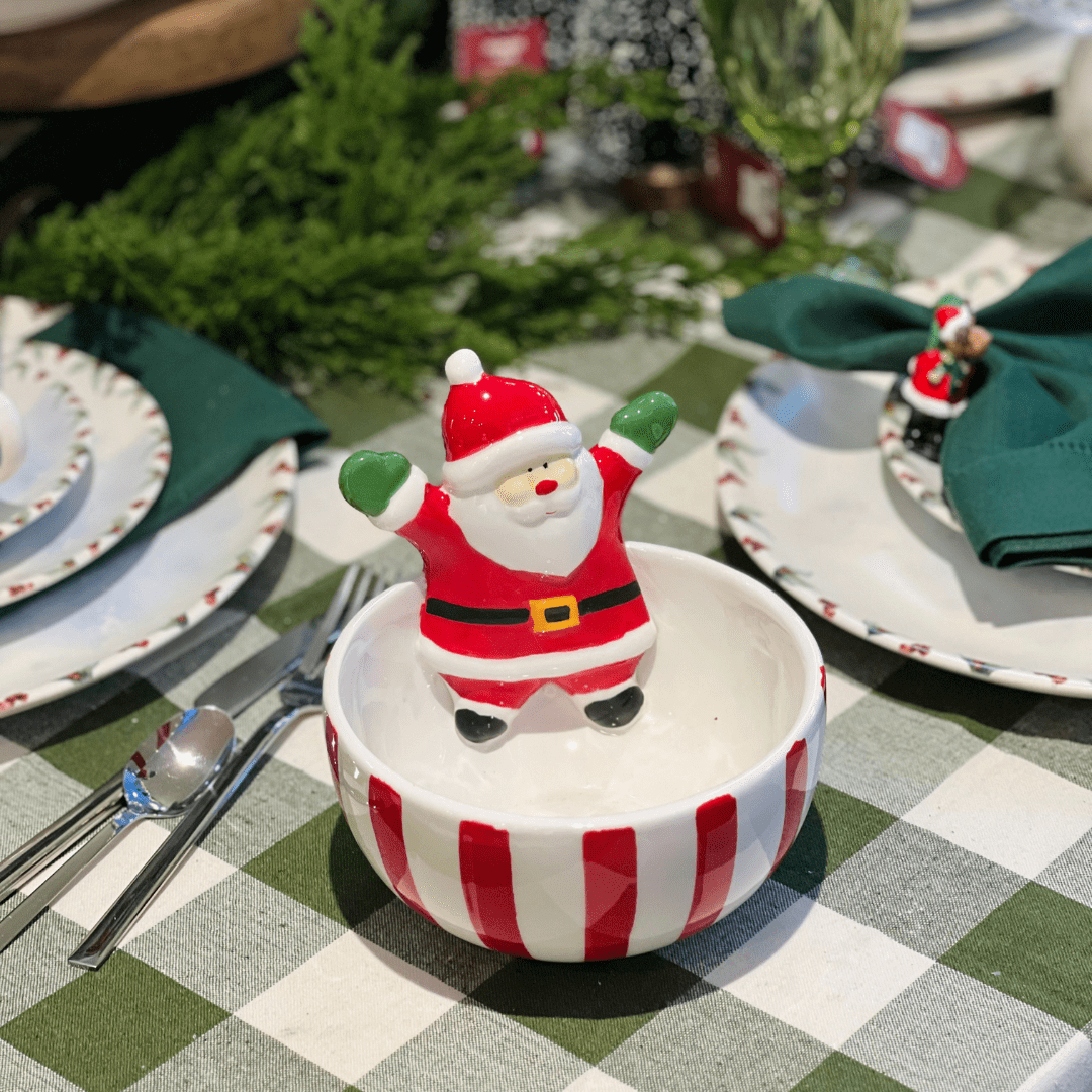 Bowl de Cerâmica Listrado Papai Noel 15cm