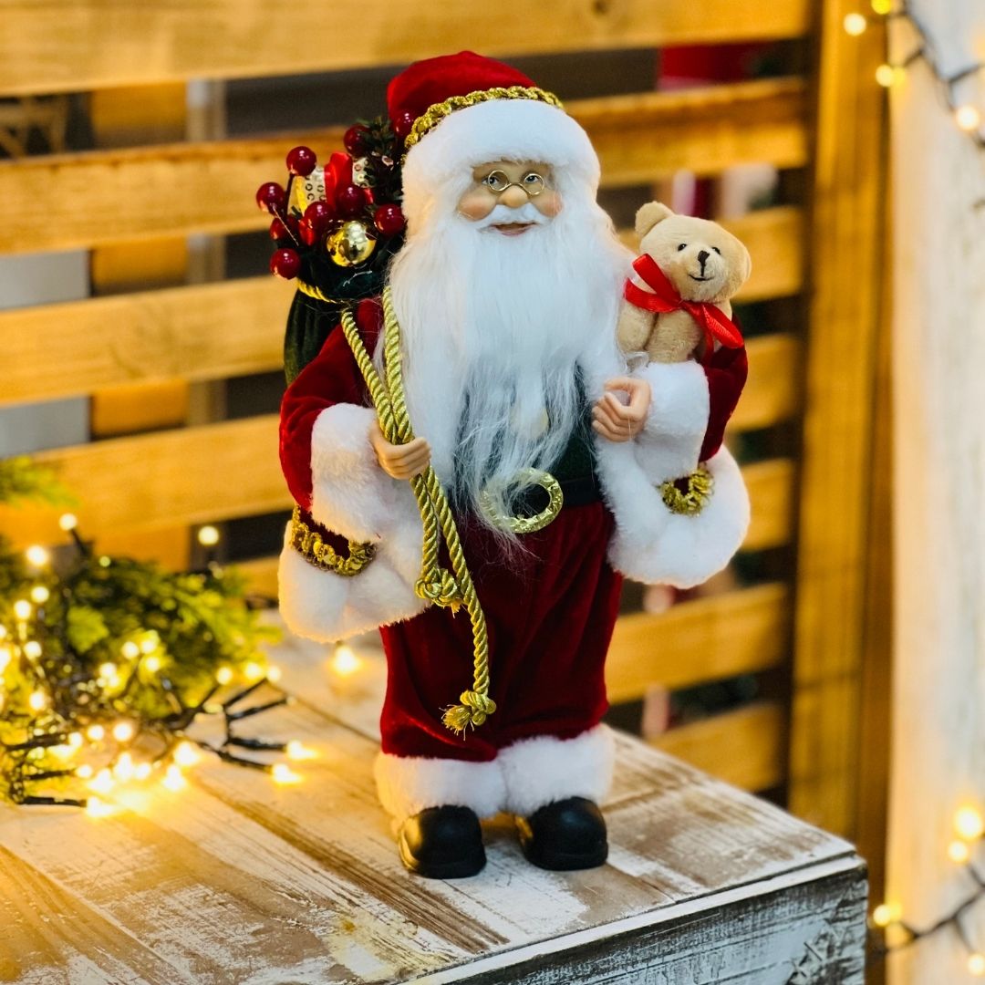 Papai Noel com Ursinho - 30cm