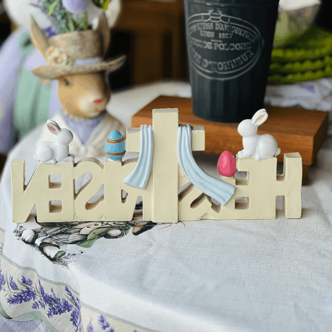 Letreiro Religioso de Páscoa He Is Risen de Resina 14,5x37,5x5,6cm