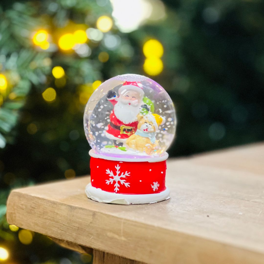 Enfeite Decorativo Globo Papai Noel Com Luzes Vermelho/Branco - 9cm