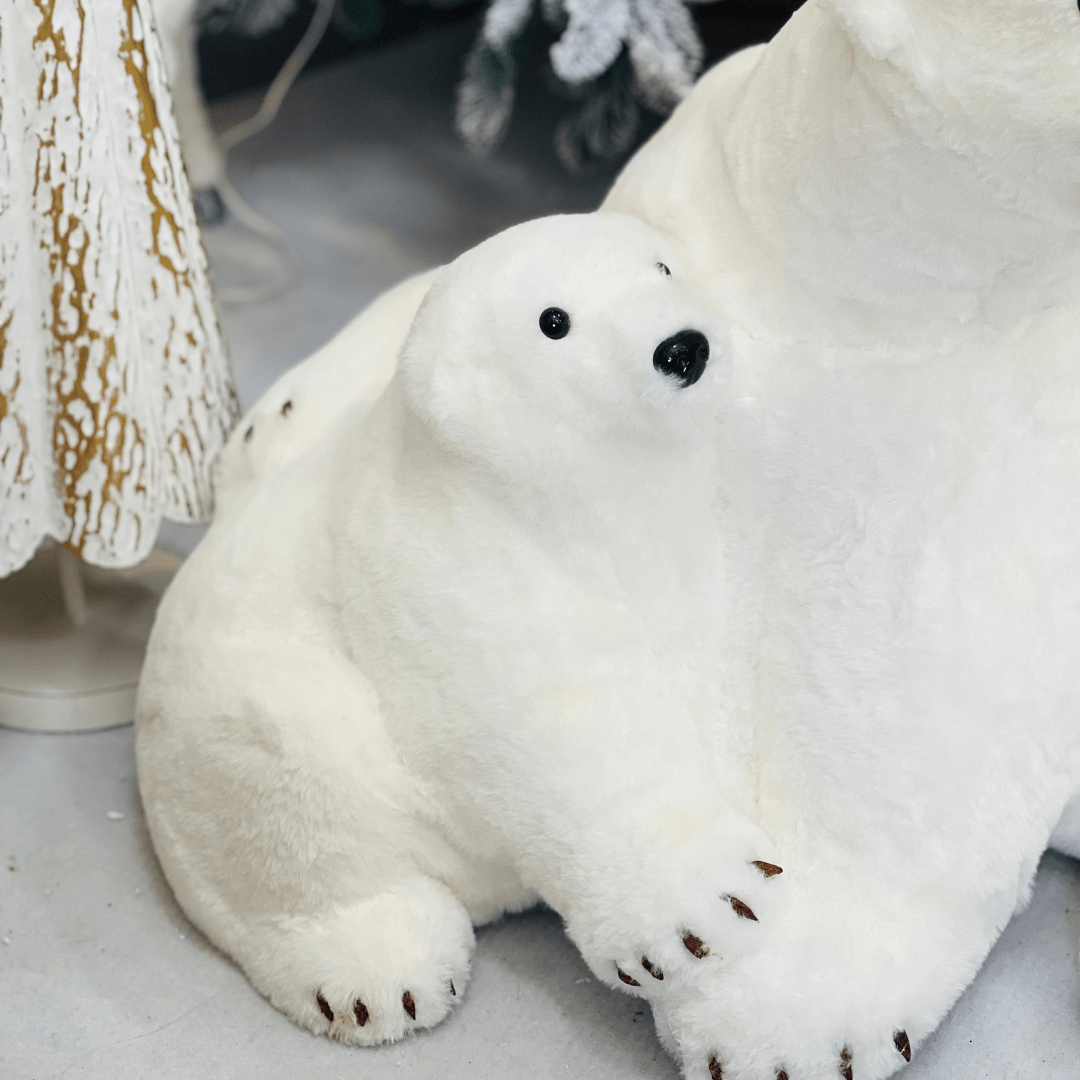 Urso Polar Com Filhote Natalino 100x50cm