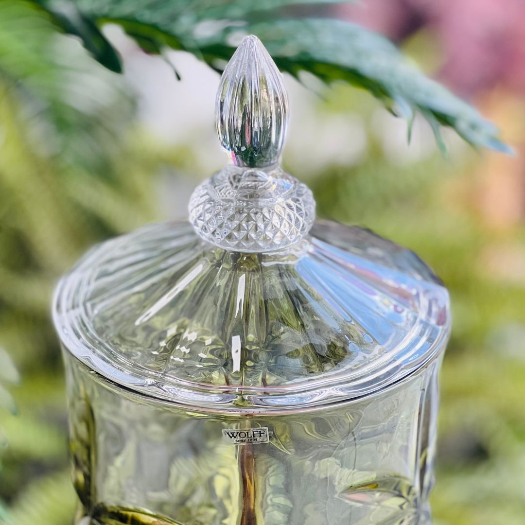Dispenser/Suqueira de Cristal Com Pé e Tampa Palm Tree - 4L