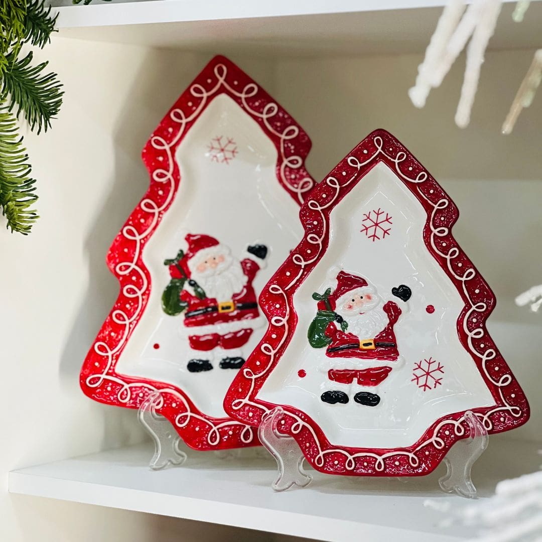 Travessa Natalina Árvore Noel 25x21,5x2,5cm