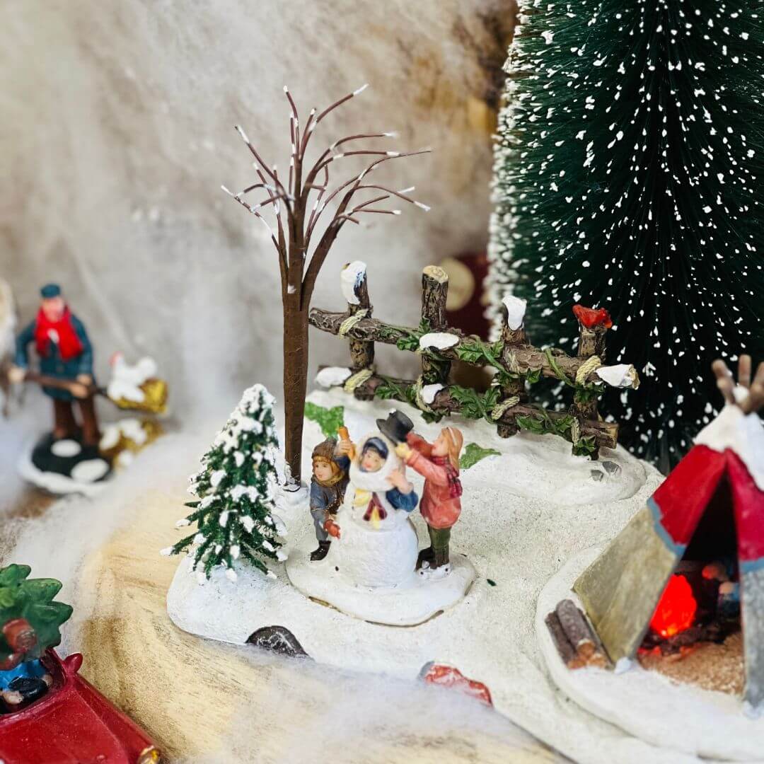 Cenário Natal Acampamento Cabana Com Led 14x21x13,5cm