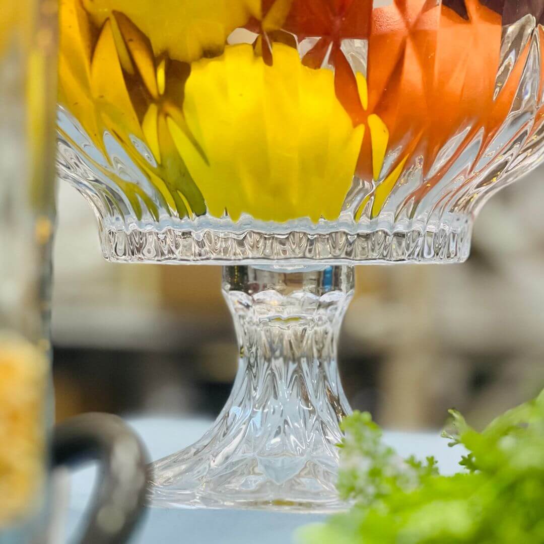 Centro de Mesa de Cristal Com Pé Diamond - 28x15x22,5cm