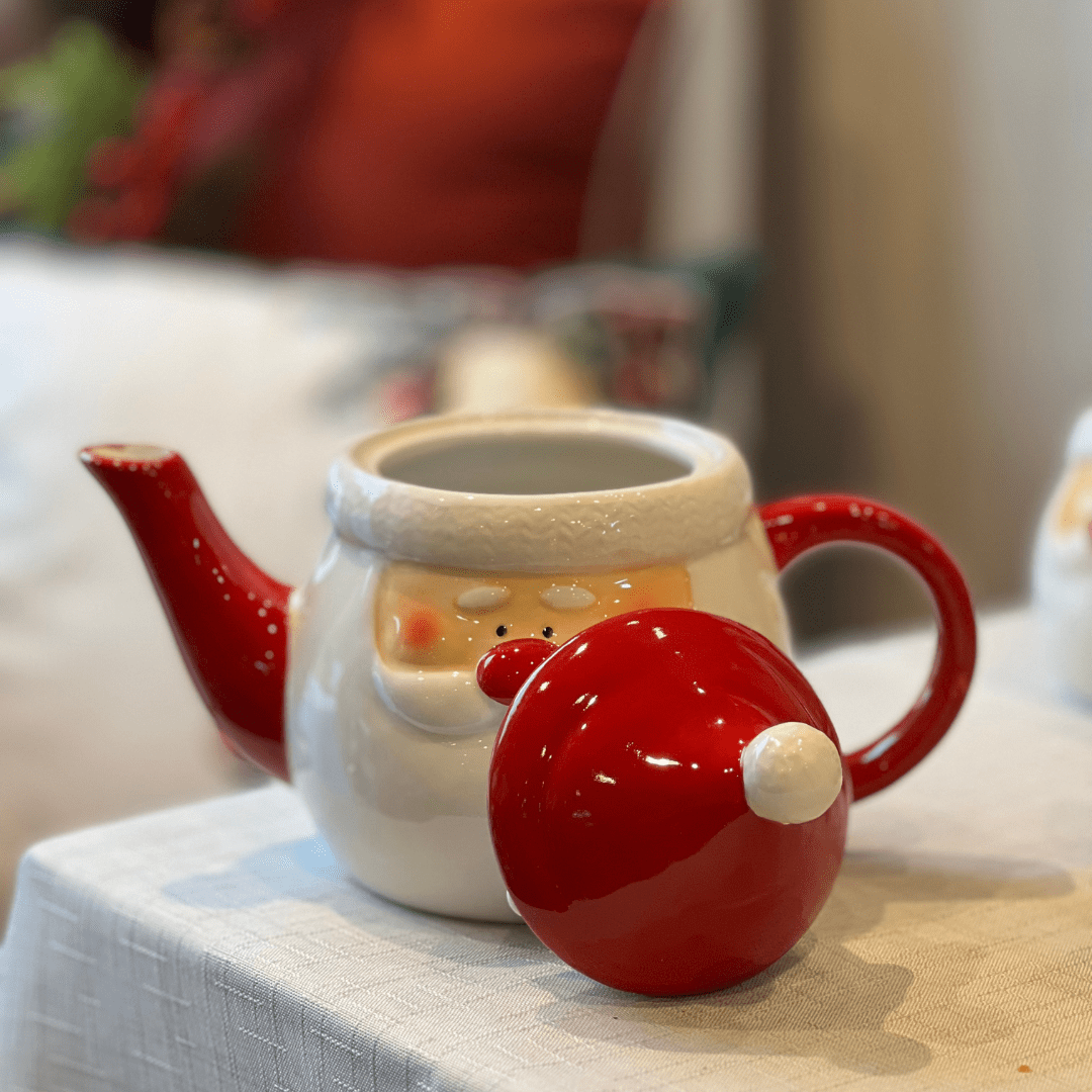 Chaleira de Papai Noel de Cerâmica 15cm