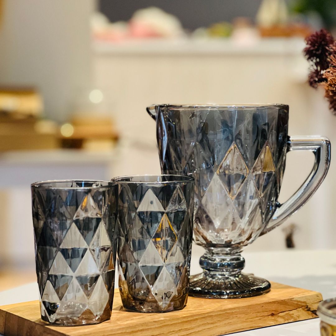 Jogo Copo de Vidro Diana Black seis peças - 350ml