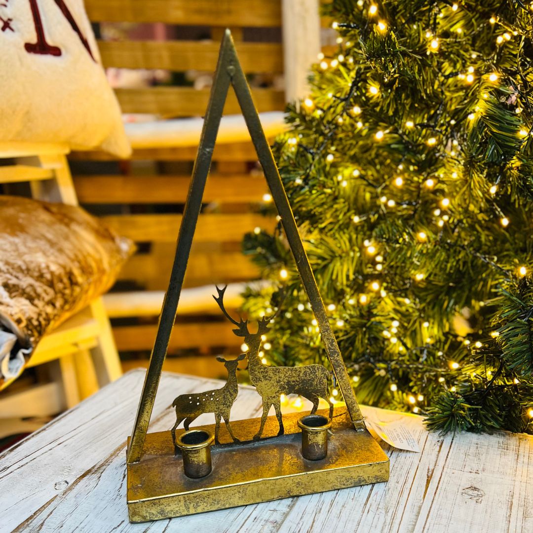 Enfeite Triangular Renas Dourado – 34cm