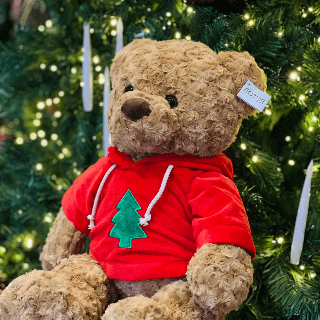 Urso Natalino Com Casaco de Pelúcia 40cm