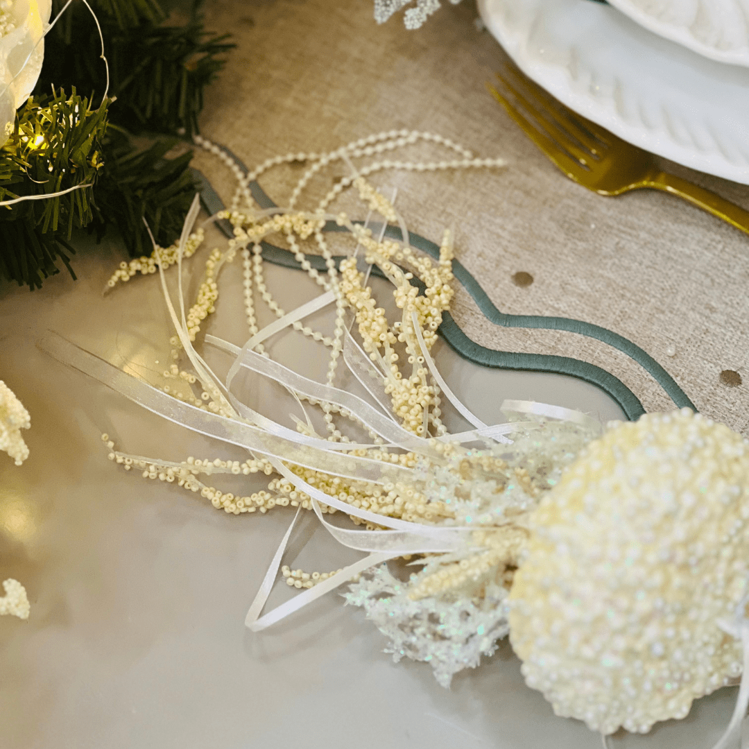Água Viva Decorativa Natal Náutico Creme 45x9,5cm