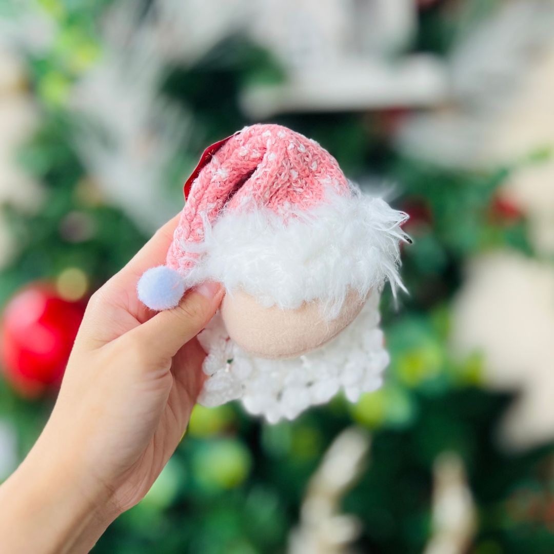 Carinha Papai Noel Para Pendurar Rosa - 13cm