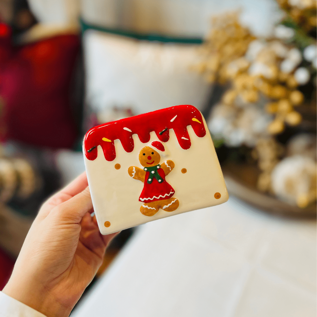 Porta Guardanapo Natalino de Cerâmica Gingerbread 7cm