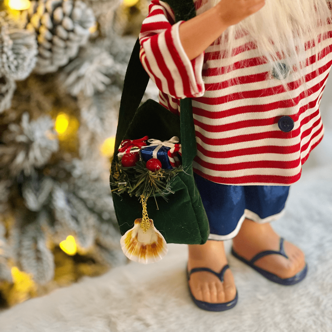 Papai Noel Praiano Vermelho e Azul 40cm