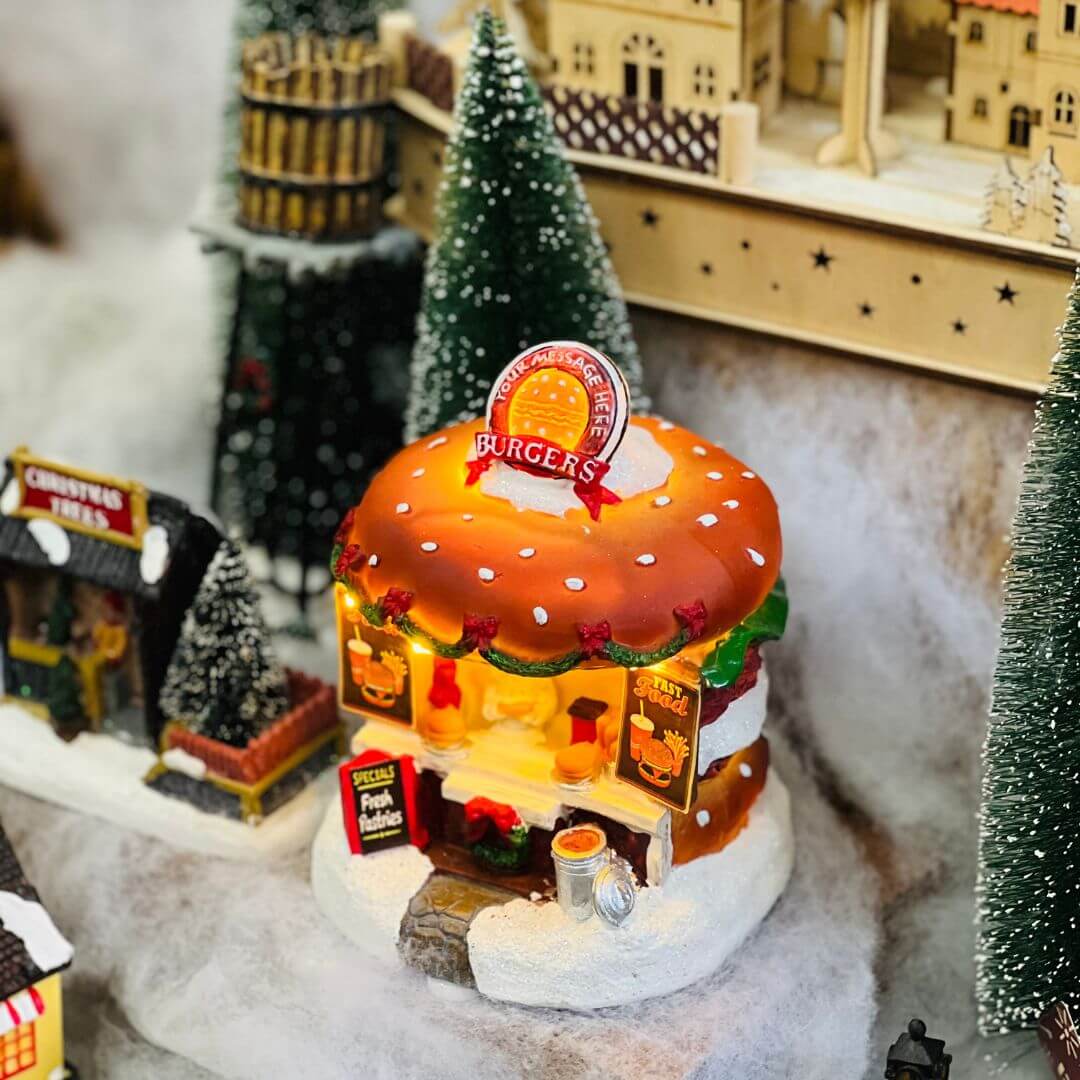 Loja Natal Hamburgueria Com Led 15x12x12,5cm