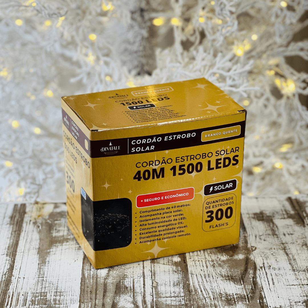 Cordão de Luz Solar 40m 1500 LEDs com Estrobo - 40m