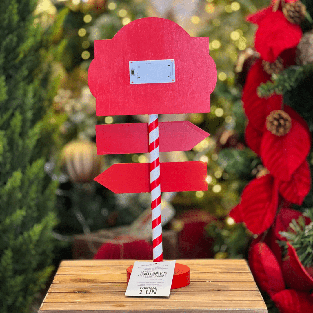 Placa Setas Santa Stop Com Led 41x25cm