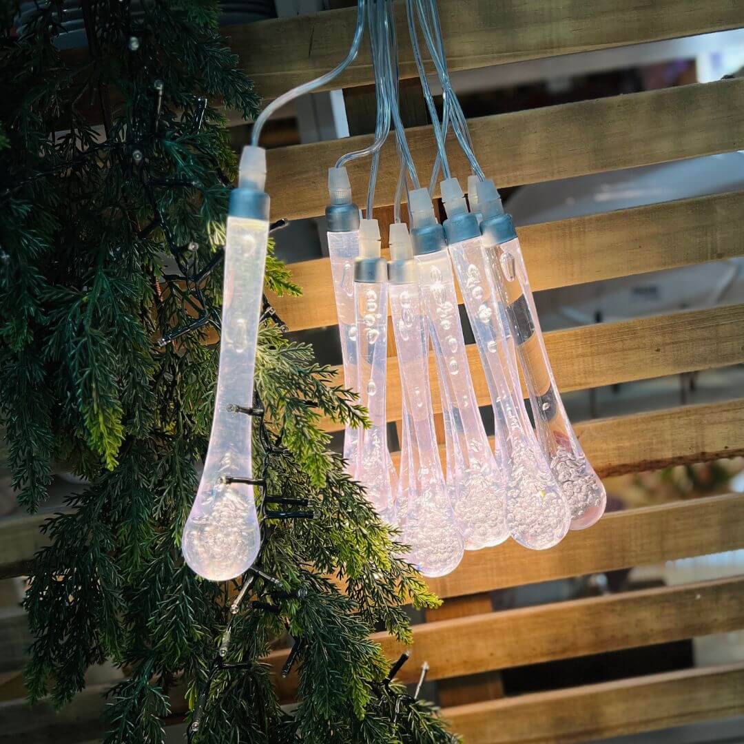 Pendente Queda d'Água - 10 gotas Branco Quente | 180cm
