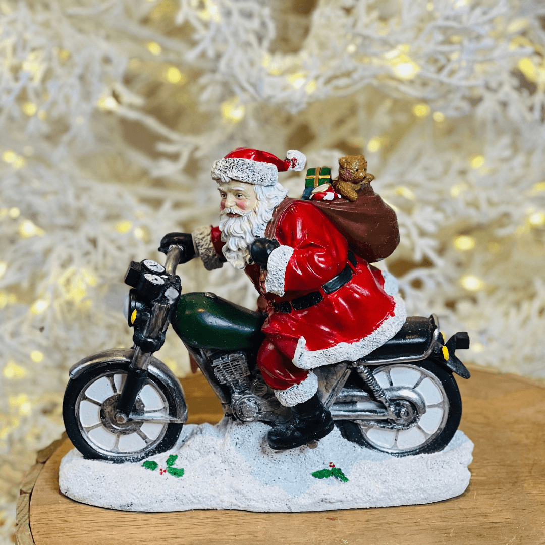 Noel Decorativo em Moto com Saco de Presentes – 26cm