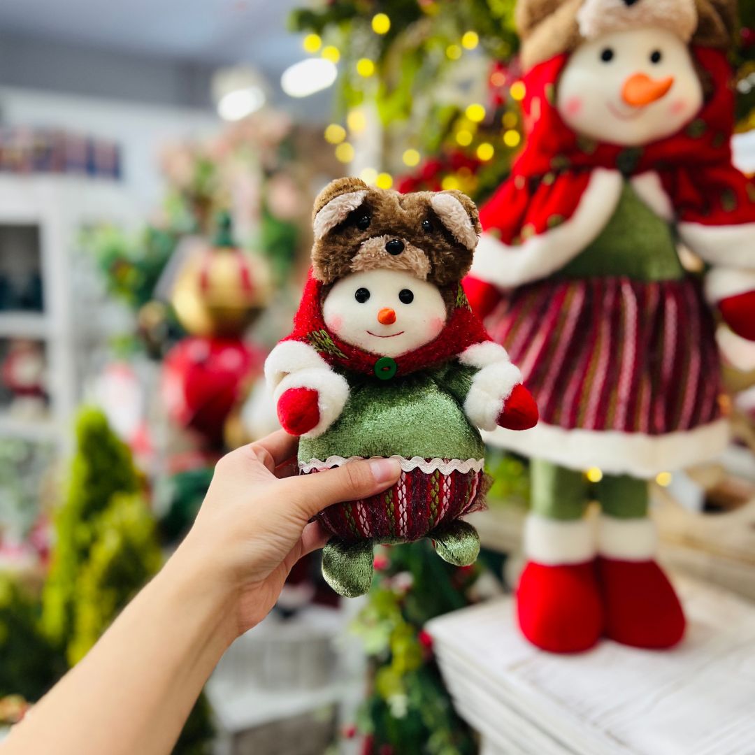 Boneco de Neve Vermelho e Verde - 17cm - Urso