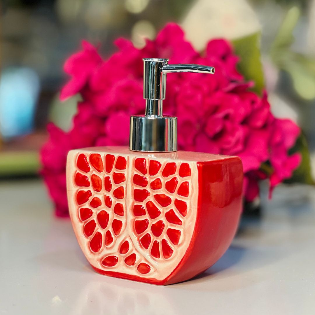 Porta Sabonete Líquido de Ceramica Romã - 11,5x5,3x14,7cm